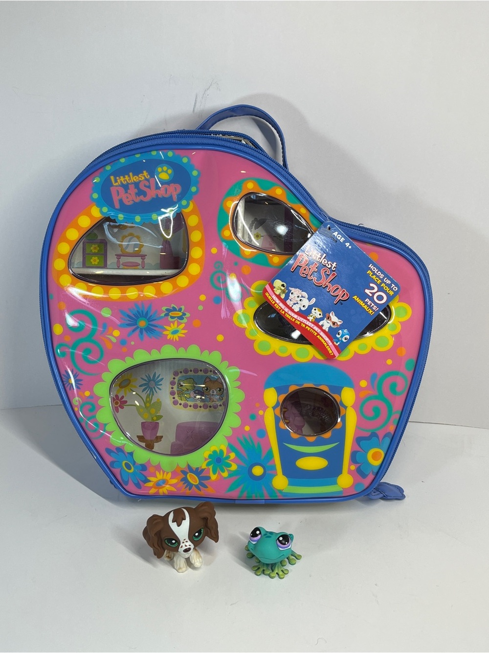 Littlest Pet Shop LPS 2005 Vtg Vinyl Carrying Case House #156 Spaniel #155 Frog